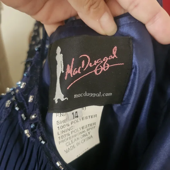 Mac Duggal Navy Blue Prom Dress - Picture 13 of 13